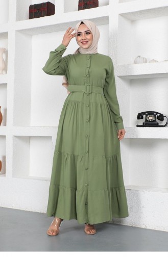 0222Sgs Geknöpftes Hijab-Kleid Mint 7392