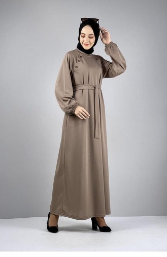 Kleid Mit Knopfdetail 1067-01 Nerz 1067-01