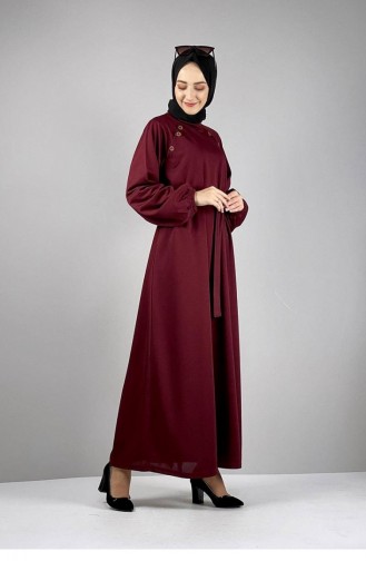 Robe Détail Boutons 1067-02 Rouge Claret 1067-02