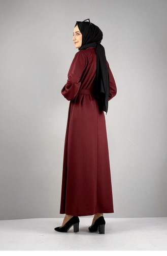 فستان بتفاصيل من الازرار 1067-02 لون خمري 1067-02