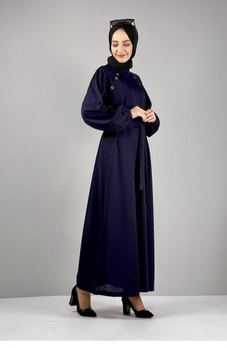 Kleid Mit Knopfdetail 1067-03 Marineblau 1067-03