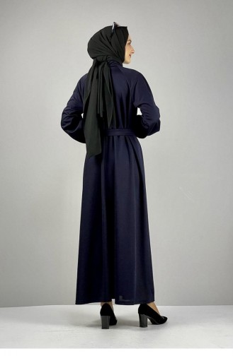 Kleid Mit Knopfdetail 1067-03 Marineblau 1067-03
