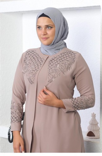 2021Smr Stone Geborduurde Hijabjurk Mink 7618