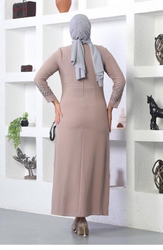 2021Smr فستان حجاب مطرز بالحجر المنك 7618