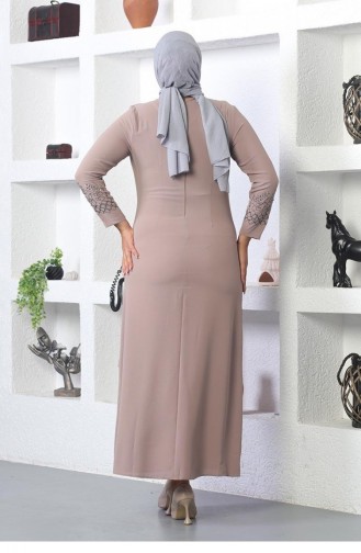 2021 Smr Stone Besticktes Hijab-Kleid Nerz 7618