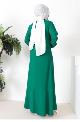 0294Sgs فستان موديل حجاب أخضر زمردي 7622