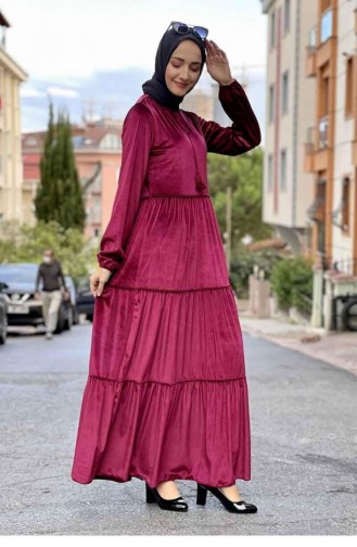 Robe Hijab Velours 0255-02 Rouge Claret 0255-02