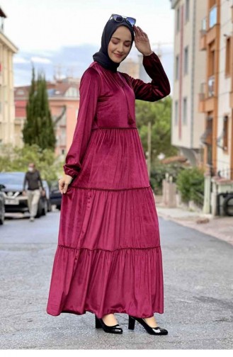 Samt-Hijab-Kleid 0255-02 Weinrot 0255-02