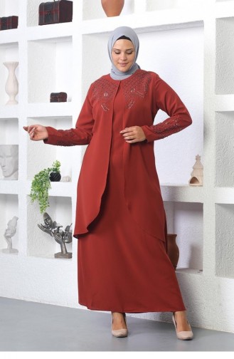 2021Smr Steen Geborduurde Hijab-jurktegel 7755