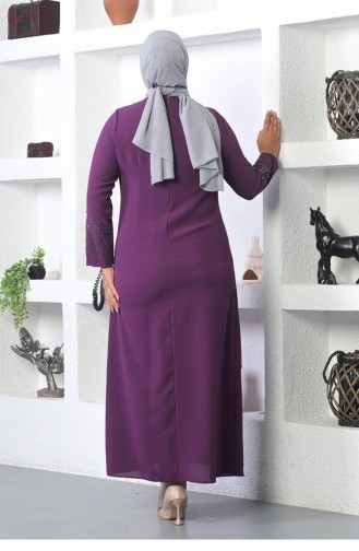 2021Smr Stone Besticktes Hijab-Kleid Pflaume 7756
