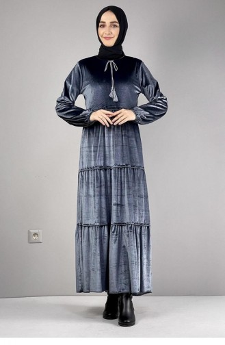 Velvet Hijab Dress 0255-08 Anthracite 0255-08