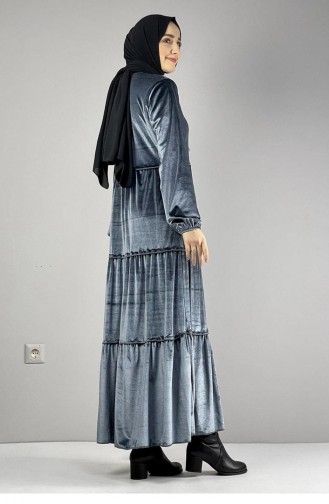 Velvet Hijab Dress 0255-08 Anthracite 0255-08