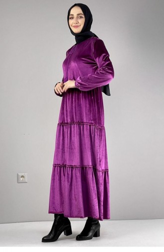 Samt-Hijab-Kleid 0255-09 Fuchsia 0255-09
