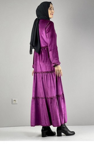 فستان للحجاب مخمل 0255-09 لون فوشيا 0255-09
