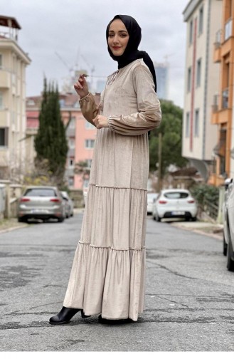 0255Sgs Samt-Hijab-Kleid Nerz 8043