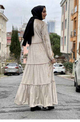 0255Sgs Samt-Hijab-Kleid Nerz 8043