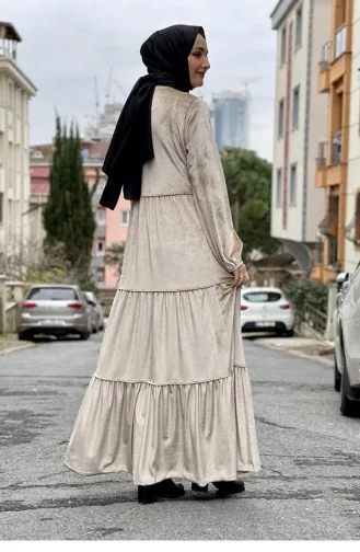 0255Sgs Samt-Hijab-Kleid Nerz 8043