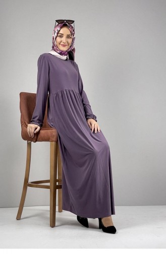 8009Sgs Taillen-Plissee-Hijab-Kleid Flieder 8156