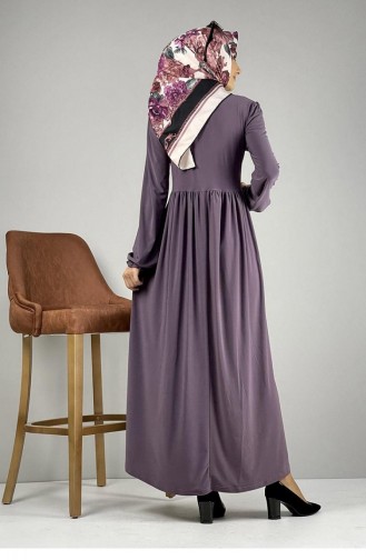 8009Sgs Robe Hijab Plissée À La Taille Lilas 8156