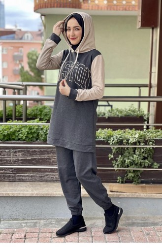 Printed Tracksuit Set 1084-05 Anthracite 1084-05
