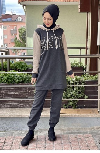 Printed Tracksuit Set 1084-05 Anthracite 1084-05