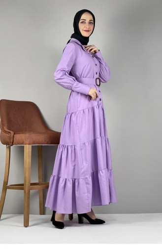 3545End Shirt Collar Dress Lilac 8204