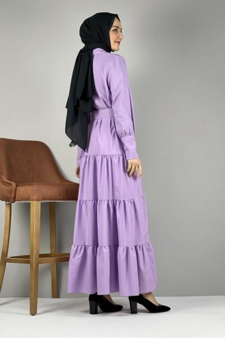 3545Fin Robe Col Chemise Lilas 8204