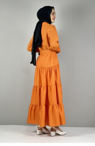 3545End Shirt Collar Dress Orange 8206