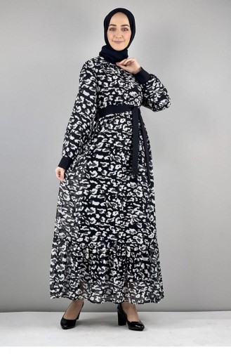 2288Nry Leopard Patterned Dress Black 8218