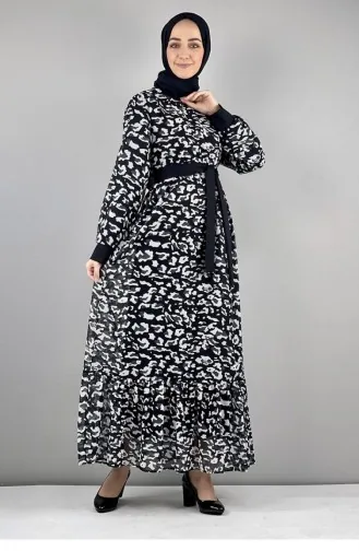 2288Nry Leopard Patterned Dress Black 8218