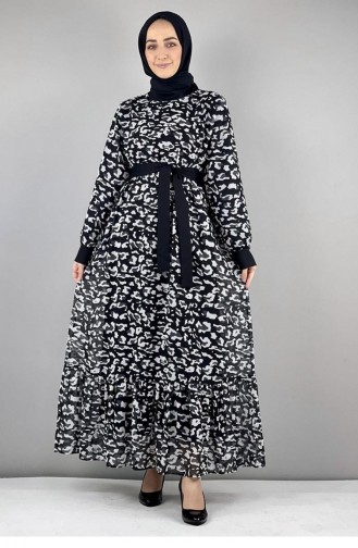 2288Nry Leopard Patterned Dress Black 8218