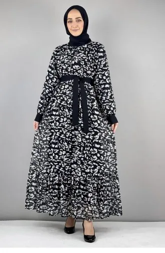 2288Nry Leopard Patterned Dress Black 8218