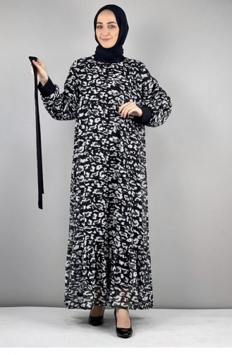 2288Nry Leopard Patterned Dress Black 8218