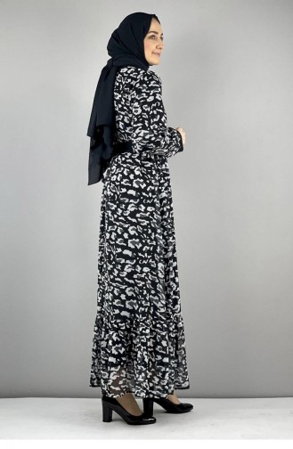 2288Nry Leopard Patterned Dress Black 8218