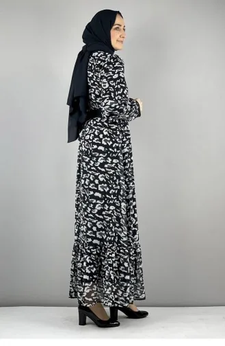 2288Nry Leopard Patterned Dress Black 8218