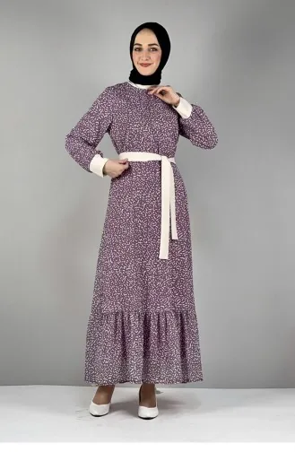 2289Nry Gemustertes Kleid Dusty Rose 8224