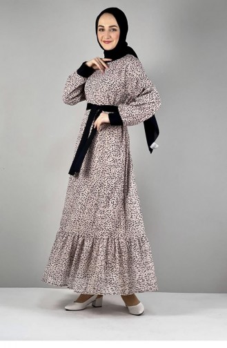 2289Nry Robe à Motifs Rose Vison 8227