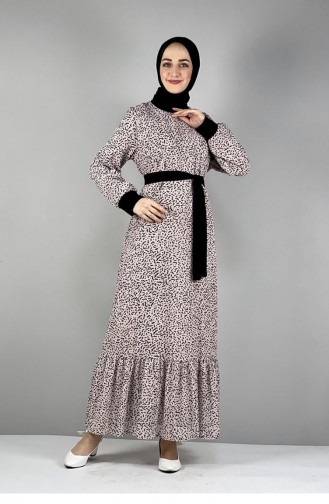 2289Nry Robe à Motifs Rose Vison 8227