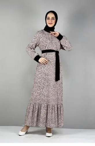 2289Nry Robe à Motifs Rose Vison 8227