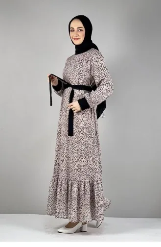 2289Nry Robe à Motifs Rose Vison 8227