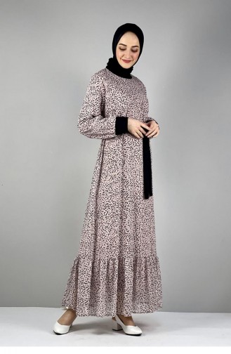 2289Nry Robe à Motifs Rose Vison 8227