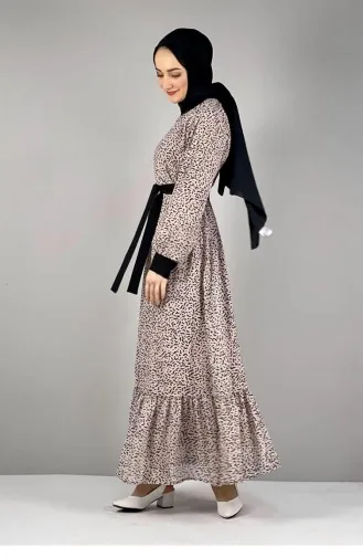 2289Nry Robe à Motifs Rose Vison 8227