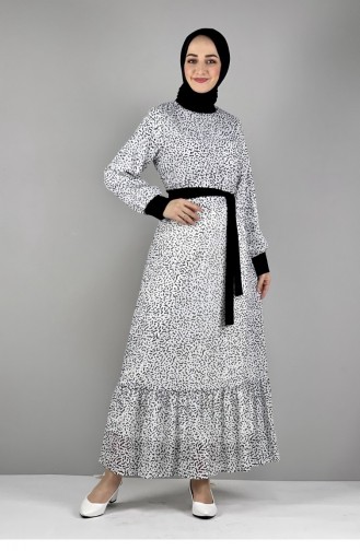 2289Nry Patterned Dress Rose White 8229