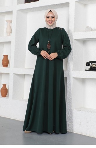 2041Mg Collier Ras Du Cou Robe Hijab Vert Émeraude 8269