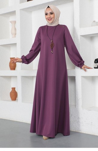 2041Mg Robe Hijab Col Ras Du Cou Violet 8271