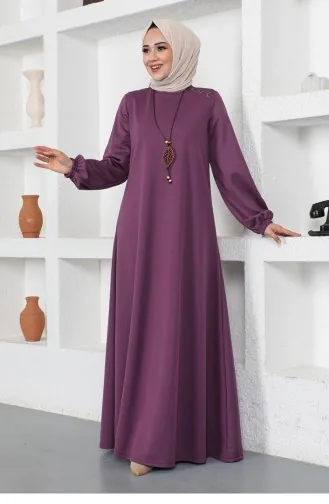 2041Mg Robe Hijab Col Ras Du Cou Violet 8271