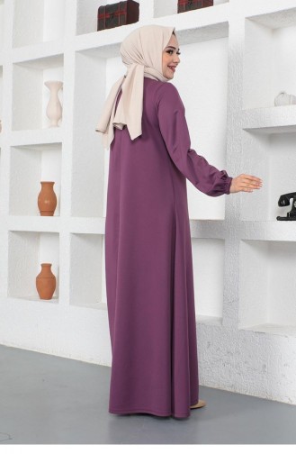 2041Mg Necklace Crew Neck Hijab Dress Purple 8271