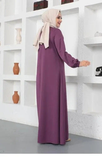 2041Mg Robe Hijab Col Ras Du Cou Violet 8271