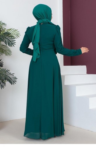 6076Smr Necklace Hijab Evening Dress Emerald Green 9196