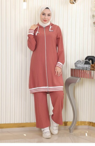 Zippered Ribbed Suit Dusty Rose 10405 15067